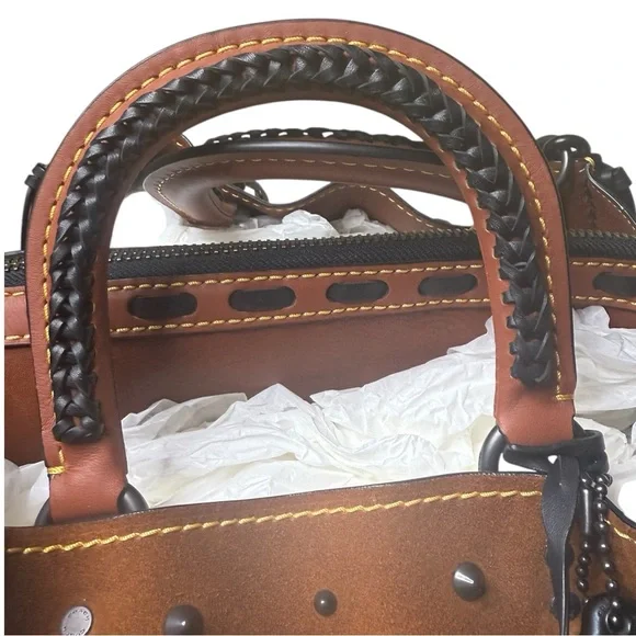 Coach 1941 Rogue 36 Western Saddle Suede Whipstitch Whiplash Boho Fringe Bag - Picture 5 of 16